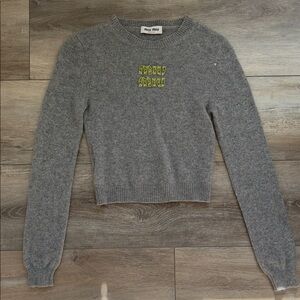 Miu Miu Gray embroidered cashmere